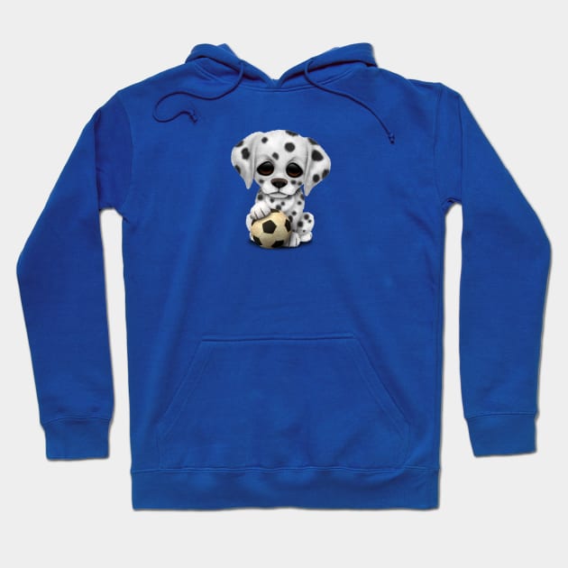 Cute Dalmatian Puppy Dog With Football Soccer Ball Hoodie by jeffbartels